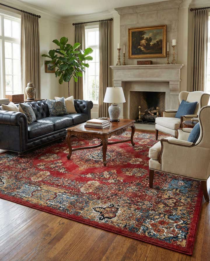 10' x 10' Easy-Clean Traditional Indoor / Outdoor Square Rug