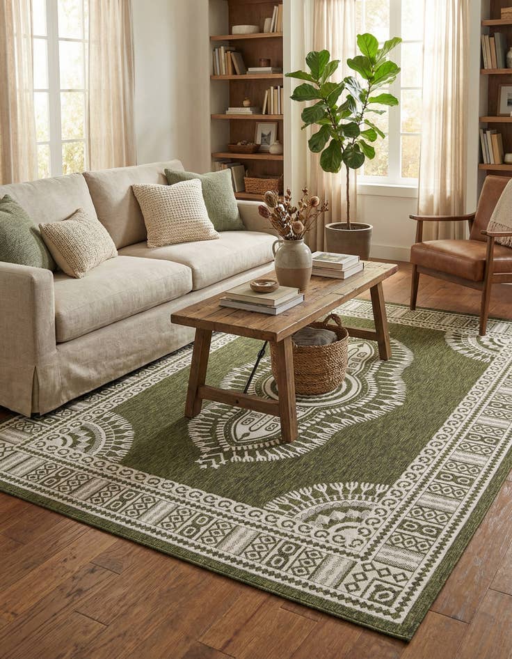 Detail image of  7' 10 x 10'  Washable Traditional Indoor / Outdoor Rug