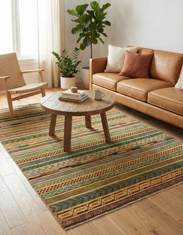 3' 11 x 5' 10 Hand Knotted Modern Ziegler Rug