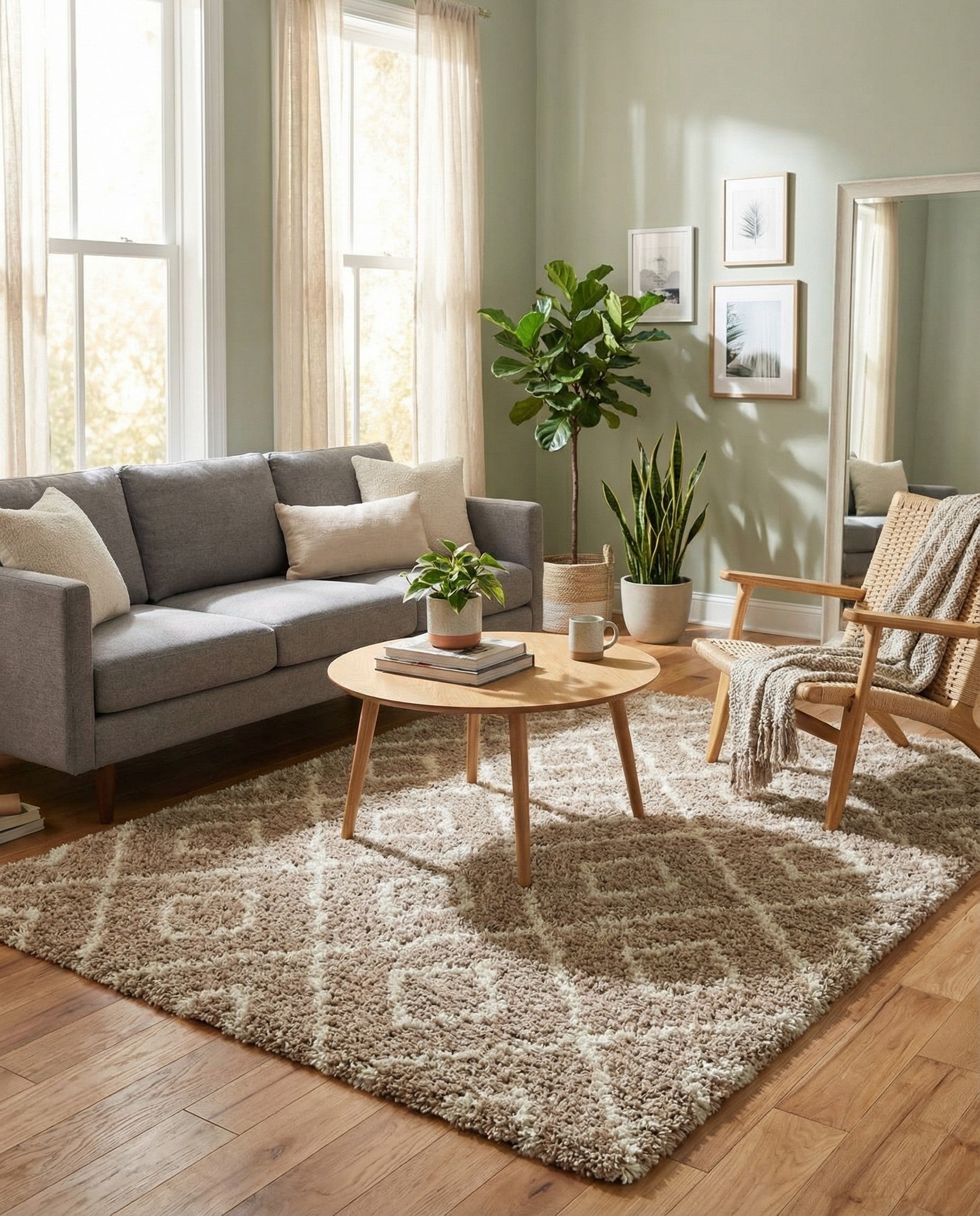  6' x 6' Lattice Shag Square Rug