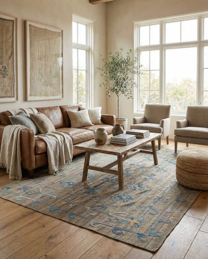 5' 9 x 7' 10 Hand Woven Kilim Suzani Wool Rug