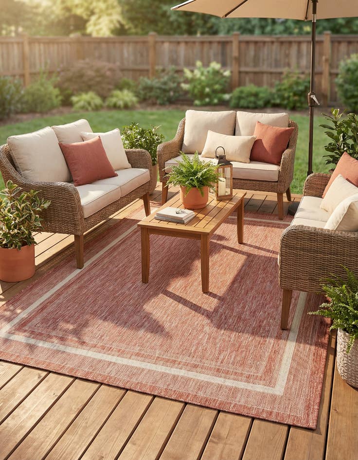 Detail image of  7' x 10'  Washable Border Indoor / Outdoor Rug