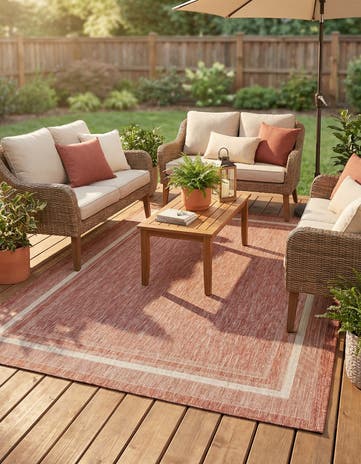 7' x 10' Easy-Clean Border Indoor / Outdoor Rug