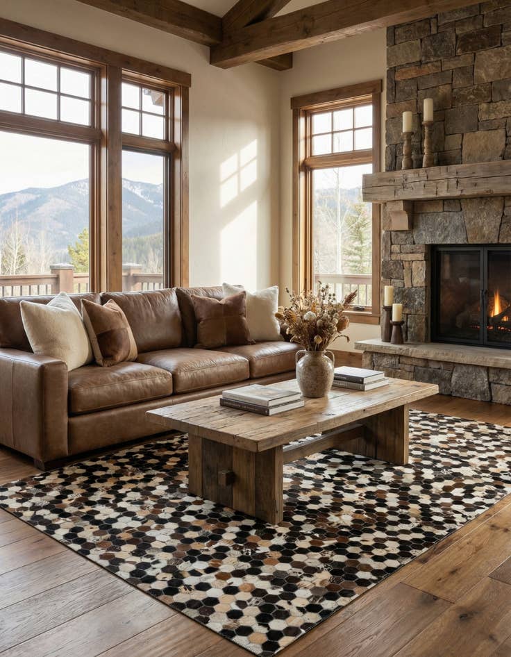 Detail image of 5' 1 x 8' 1 Cowhide - Patchwork Rug