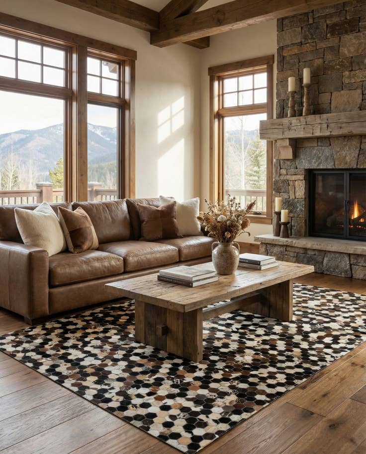 Detail image of 5' 1 x 8' 1 Cowhide - Patchwork Rug