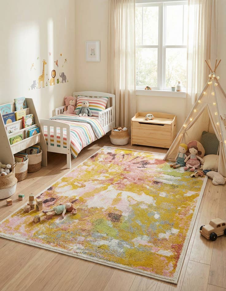 Detail image of 4' 1 x 6' 1 Abstract Whimsy Kids Rug