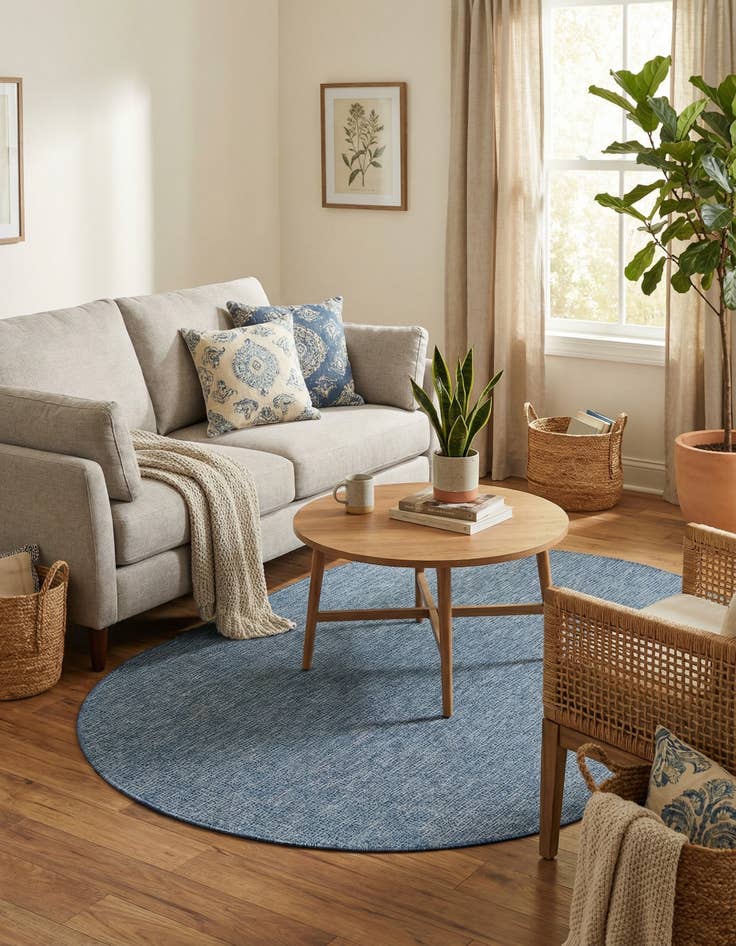 Detail image of 5' 3 x 8'  Washable Solid Indoor / Outdoor Oval Rug