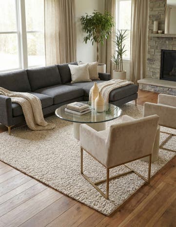 Taupe Hand Woven Haka Deluxe Shag Square Rug