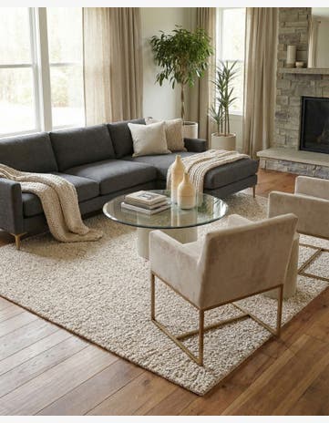 Taupe Hand Woven Haka Deluxe Shag Square Rug