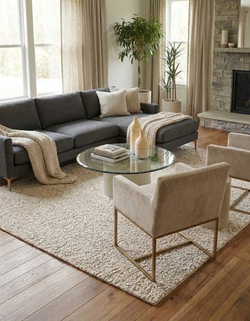 Taupe Hand Woven Haka Deluxe Shag Square Rug