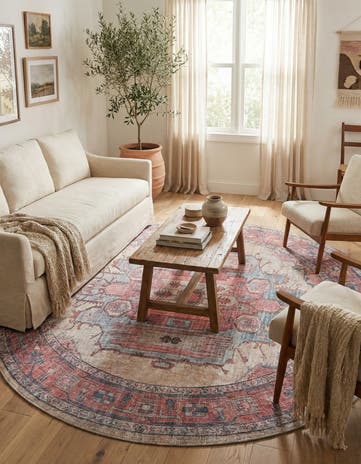 Beige Washable Maahru Round Rug