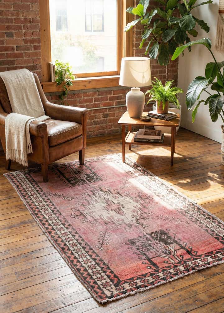 4' 1 x 6' 7 Hand Knotted Ultra Vintage Persian Wool Rug