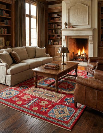 6' 7 x 9' 9 Hand Knotted Kazak Rug