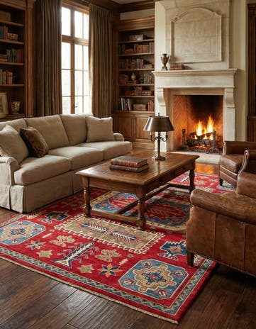 6' 7 x 9' 9 Hand Knotted Kazak Rug