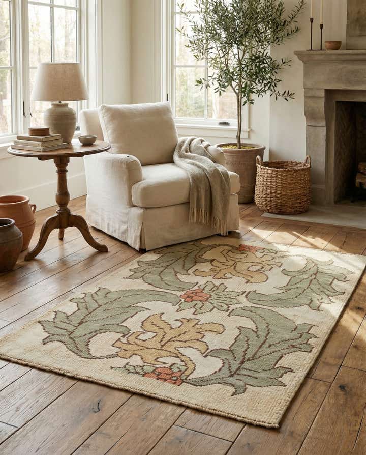 4' 5 x 5' 2 Hand Knotted Oushak Wool Square Rug