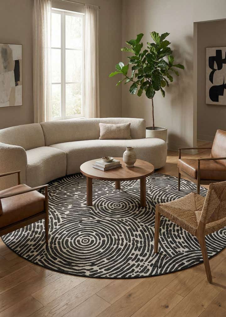 12' x 12' Easy-Clean Modern Indoor / Outdoor Round Rug