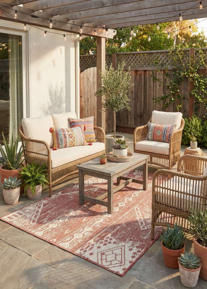 5' 3 x 8' Easy-Clean Bohemian Indoor / Outdoor Rug