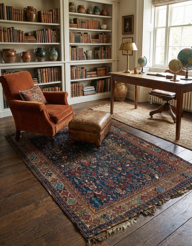 Detail image of 4' 1 x 5' 10 Hand Knotted Shirvan Persian Wool Rug