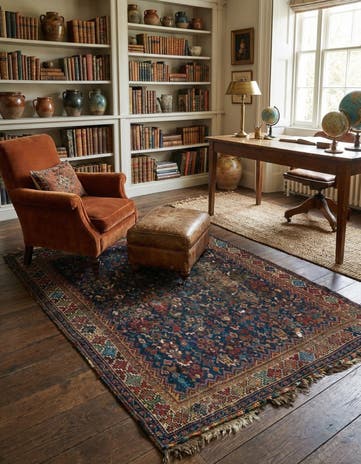 4' 1 x 5' 10 Hand Knotted Shirvan Persian Wool Rug