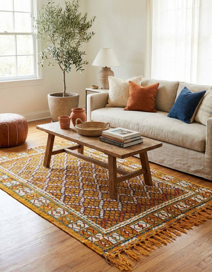 Detail image of 5' 4 x 9'  Hand Knotted Moroccan Oriental Wool Rug