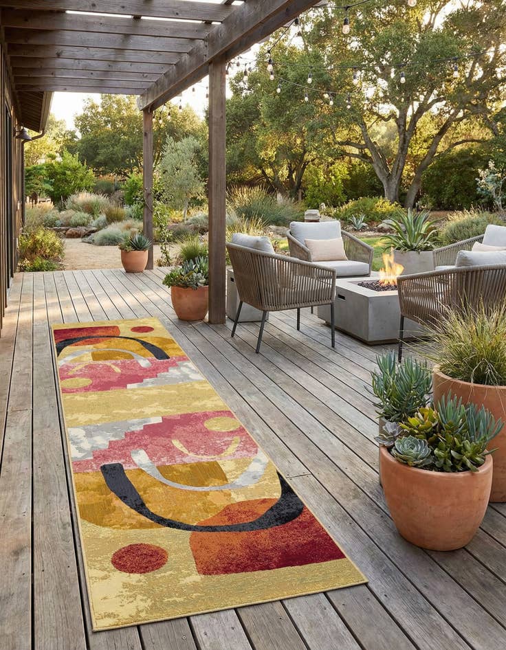 Detail image of 2' 7 x 12' Easy-Clean Modern Indoor / Outdoor Runner Rug