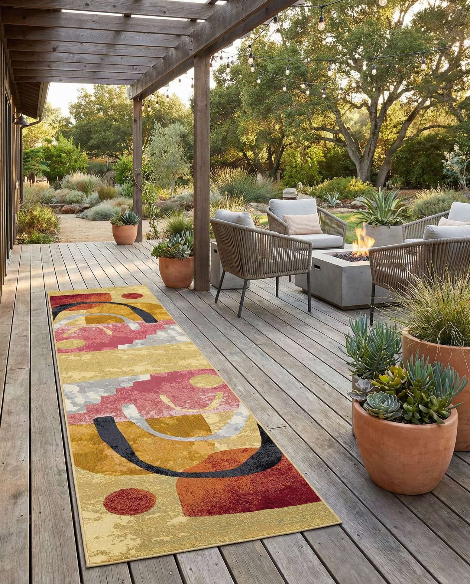 2' 7 x 12' Easy-Clean Modern Indoor / Outdoor Runner Rug