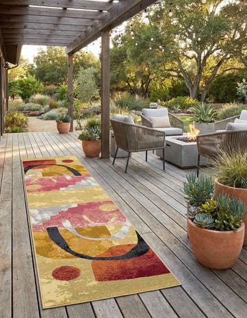 2' 7 x 12' Easy-Clean Modern Indoor / Outdoor Runner Rug