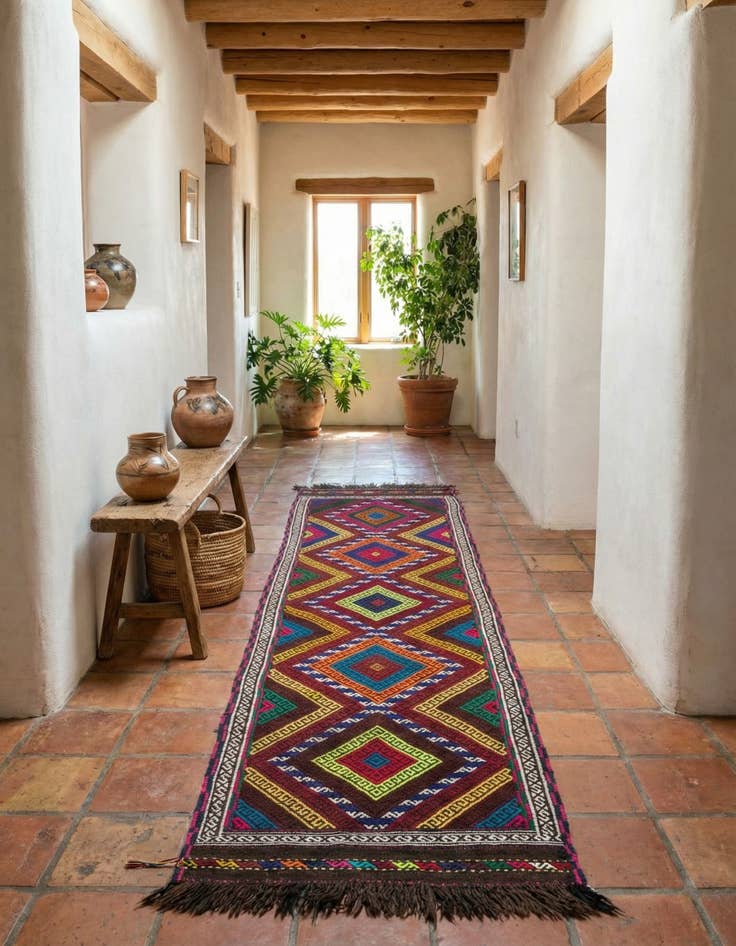 Detail image of 2' x 7' 10  Hand Knotted Kilim Fars Persian Wool Runner Rug