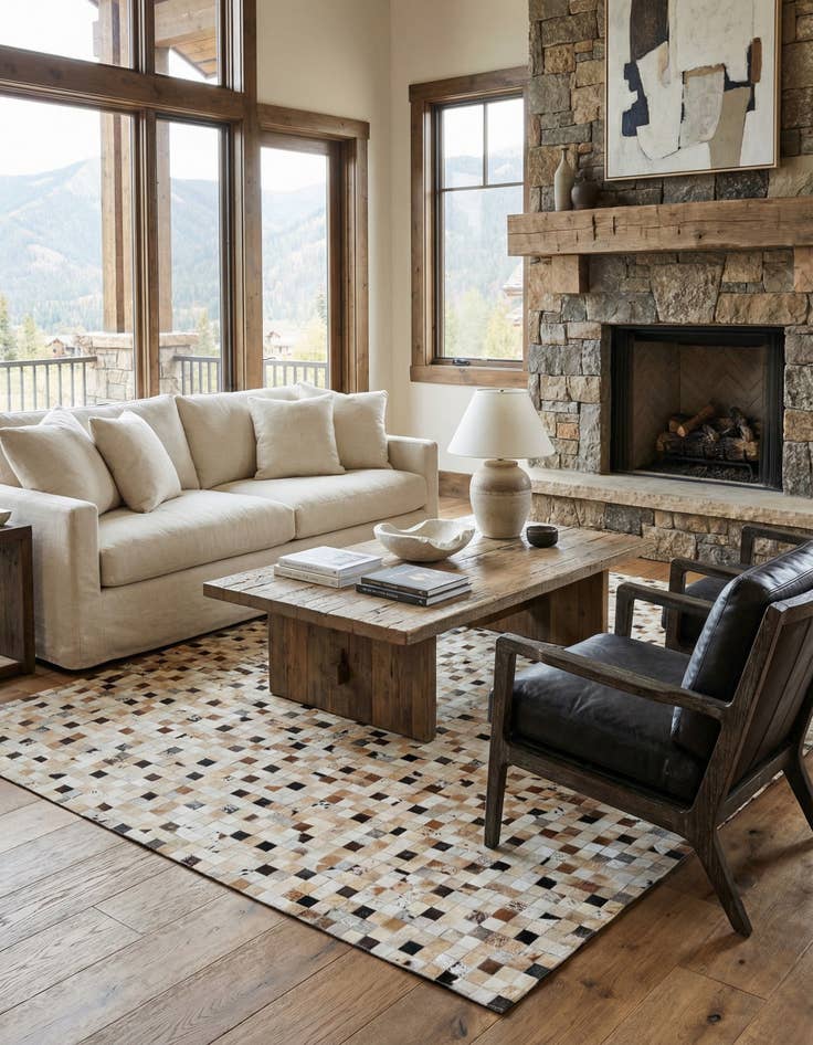 Detail image of  8' 2 x 10' Cowhide Leather Rug