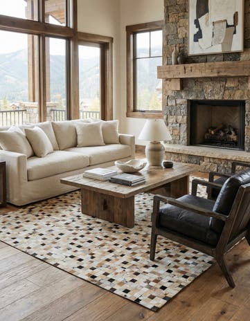8' 2 x 10' Cowhide Leather Rug
