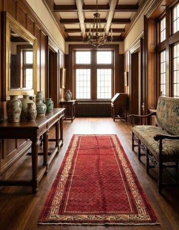 3' 9 x 10' 9 Hand Knotted Botemir Persian Wool Runner Rug