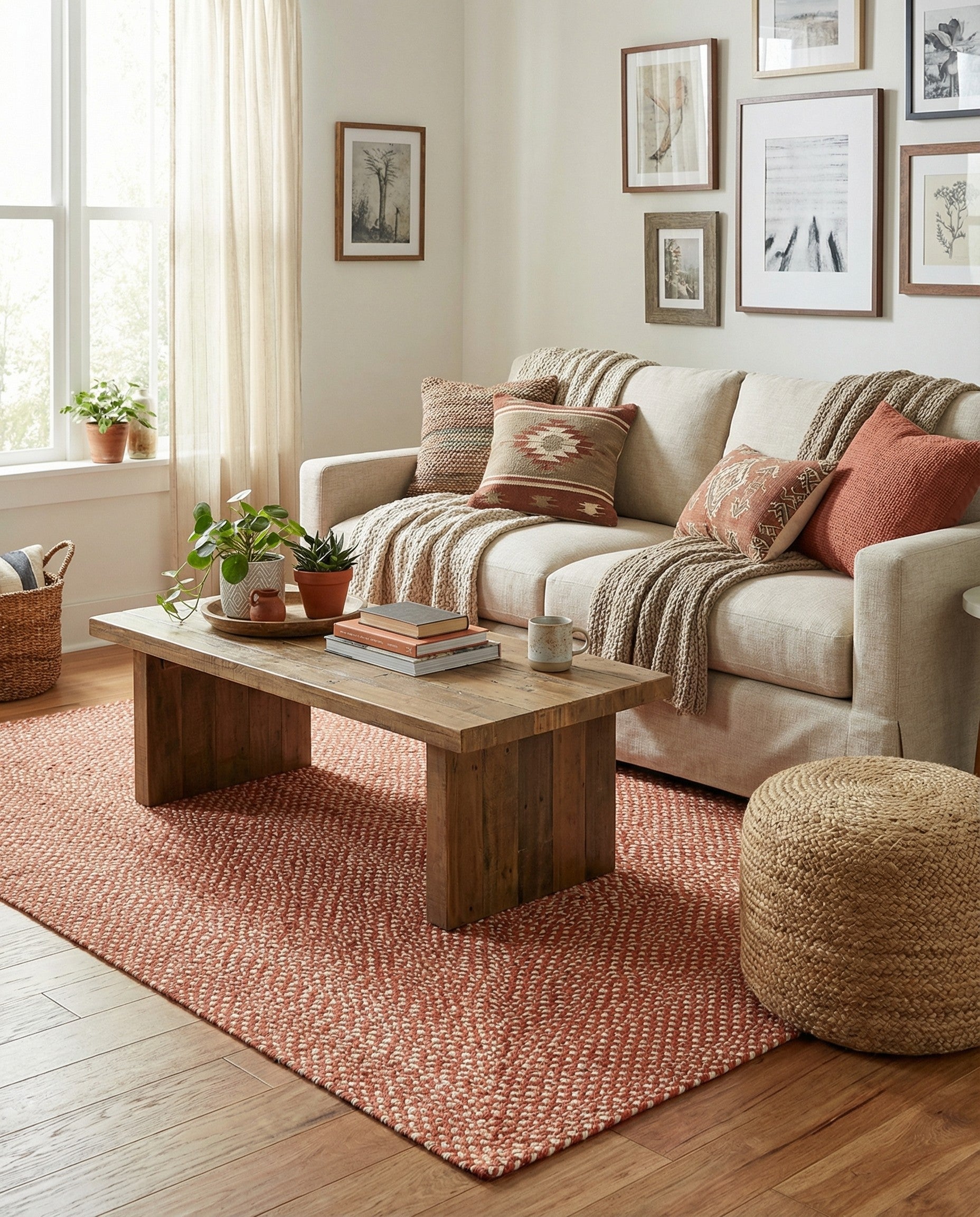  5' 1 x 8'  Hand Tweed Braided Jute Rug