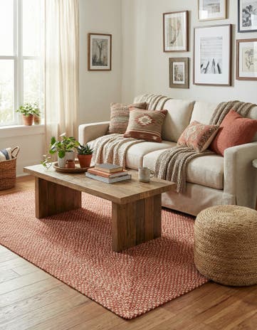 5' 1 x 8' Handmade Tweed Braided Jute Rug