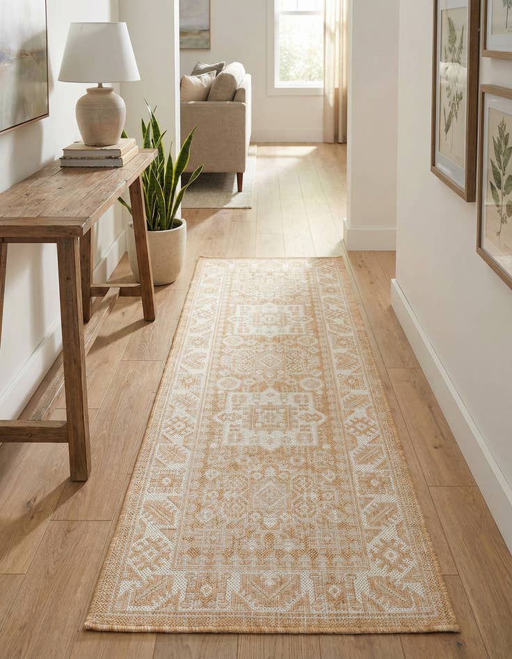 Detail image of 2' x 6'  Washable Aztec Indoor / Outdoor Runner Rug