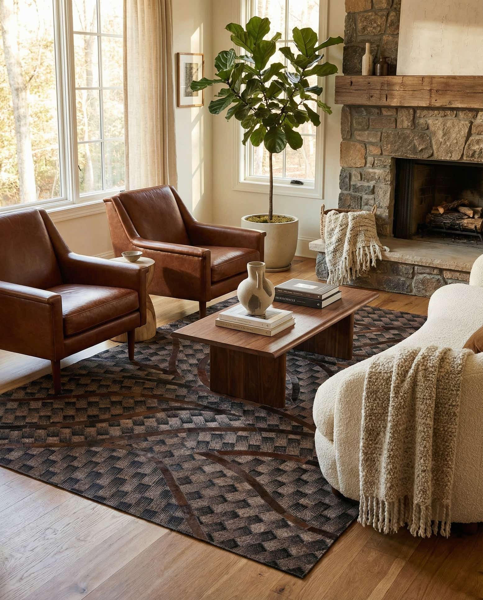 5' x 8' Cowhide Leather Rug