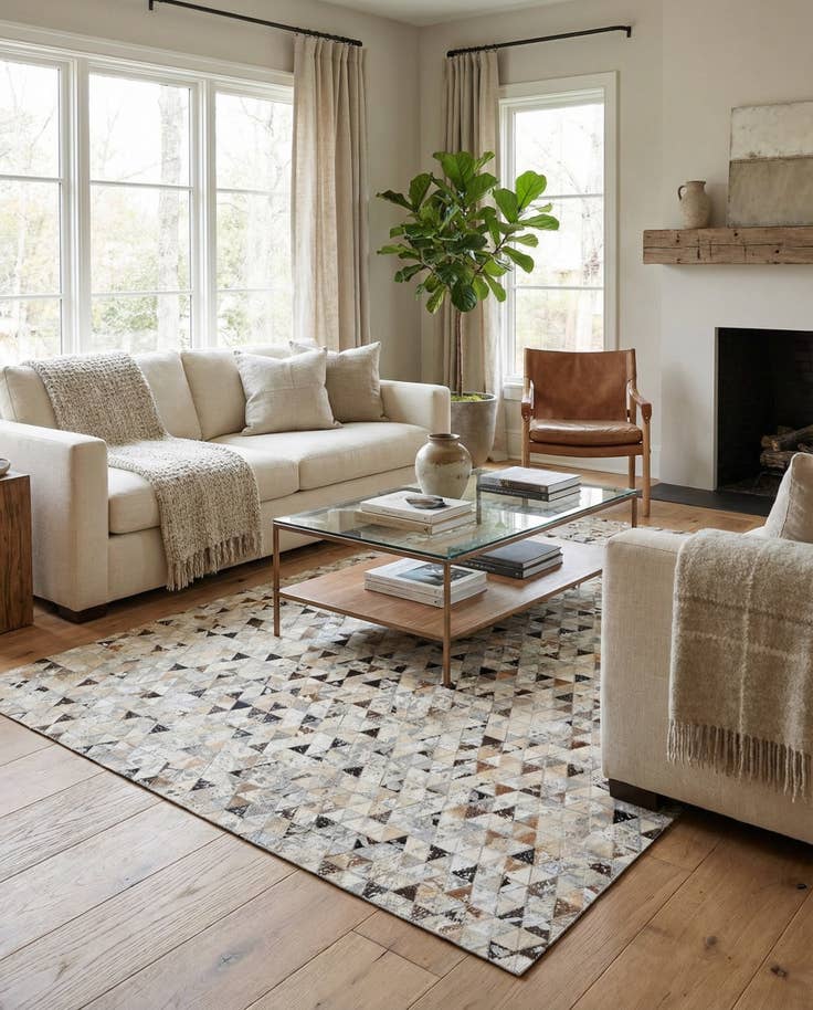 Detail image of 5' 3 x 7' 5 Cowhide Stocks Rug