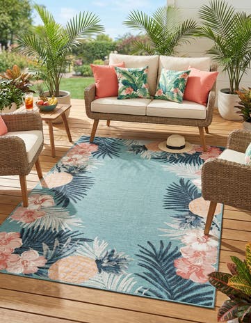 5' 2 x 8' Easy-Clean Botanical Indoor / Outdoor Rug