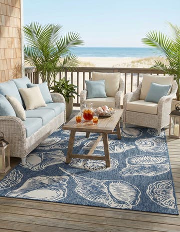 5' 3 x 8' Easy-Clean Coastal Indoor / Outdoor Rug