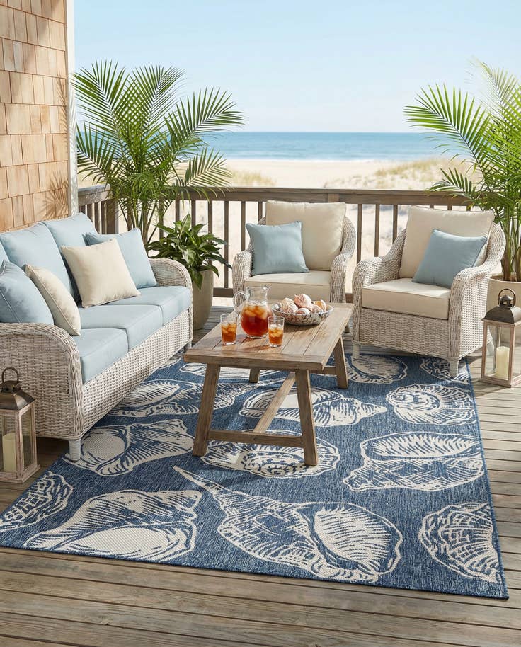 Detail image of 5' 3 x 8' Easy-Clean Coastal Indoor / Outdoor Rug