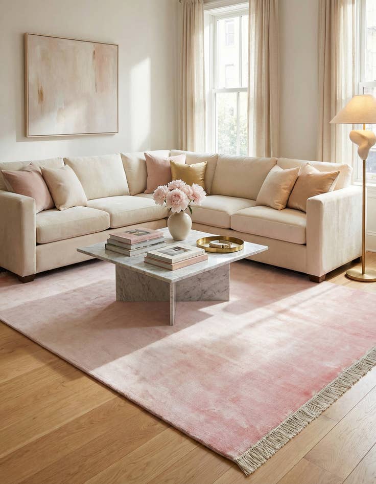 Detail image of  5' 7 x 8'  Hand Knotted Darya Wool Rug