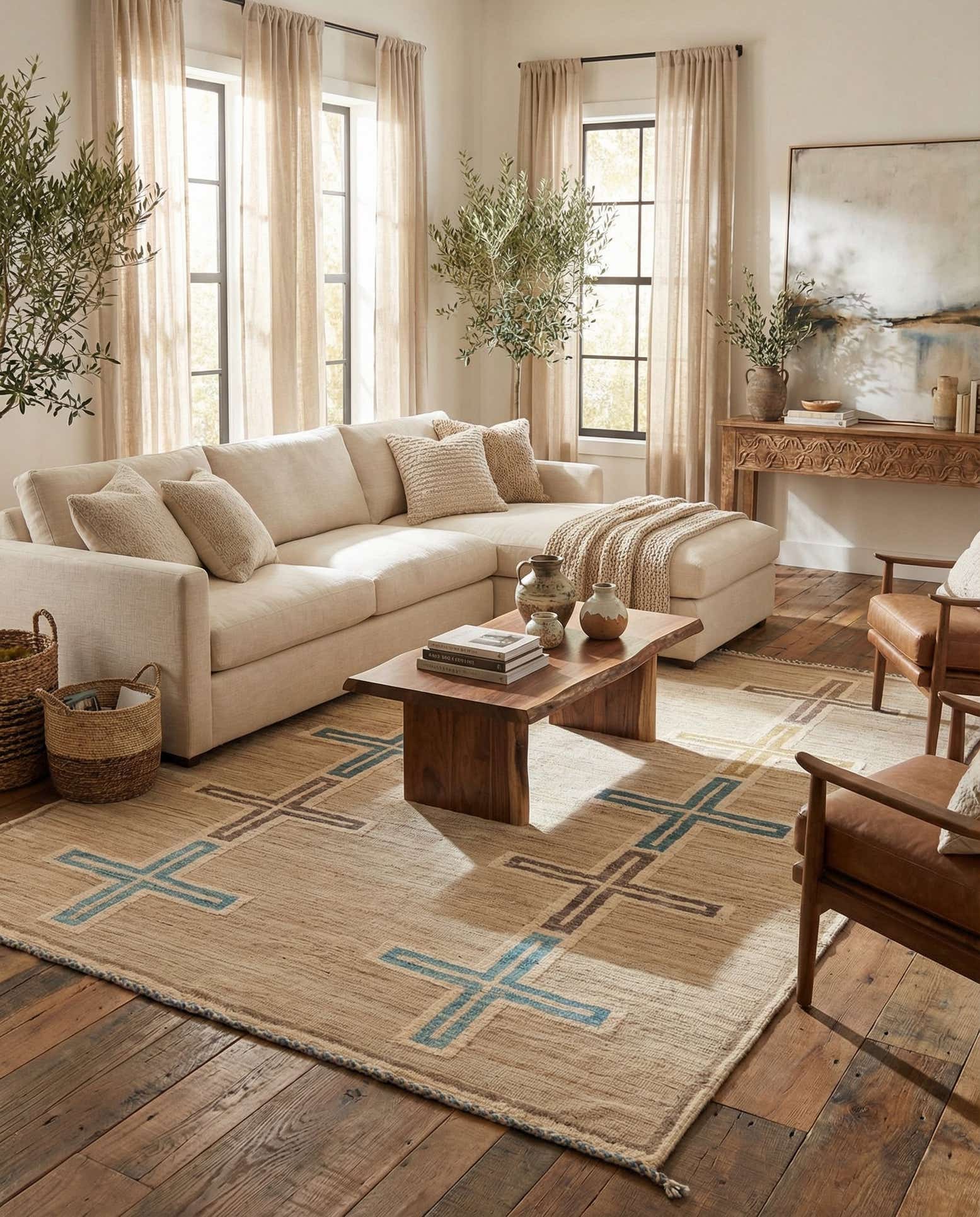 8' x 10' 5 Hand Knotted Moroccan Wool Rug