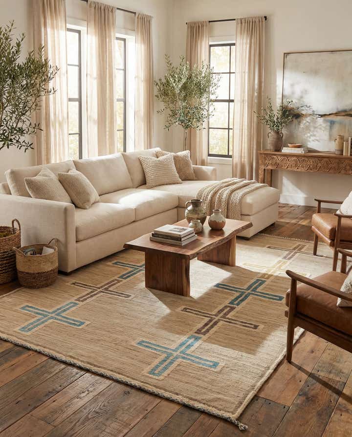 8' x 10' 5 Hand Knotted Moroccan Wool Rug