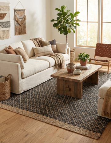 Black Hand Woven Chindi Trellis Rug