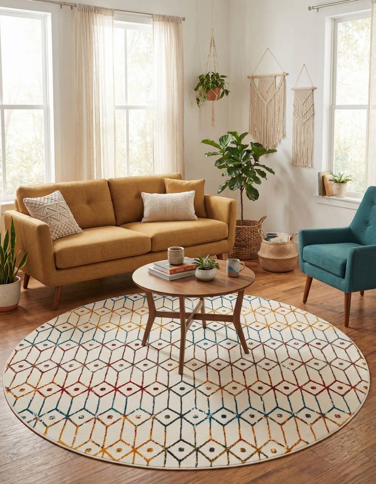 Detail image of 8' x 8' Lattice Trellis Round Rug