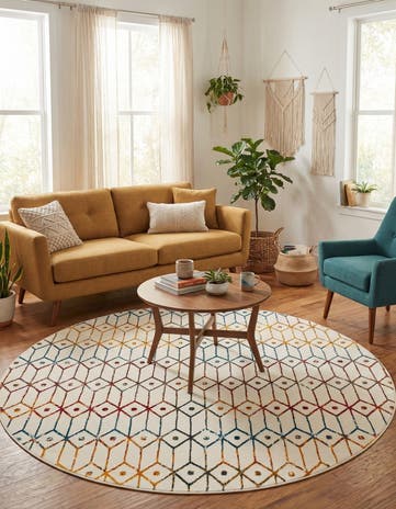 8' x 8' Lattice Trellis Round Rug