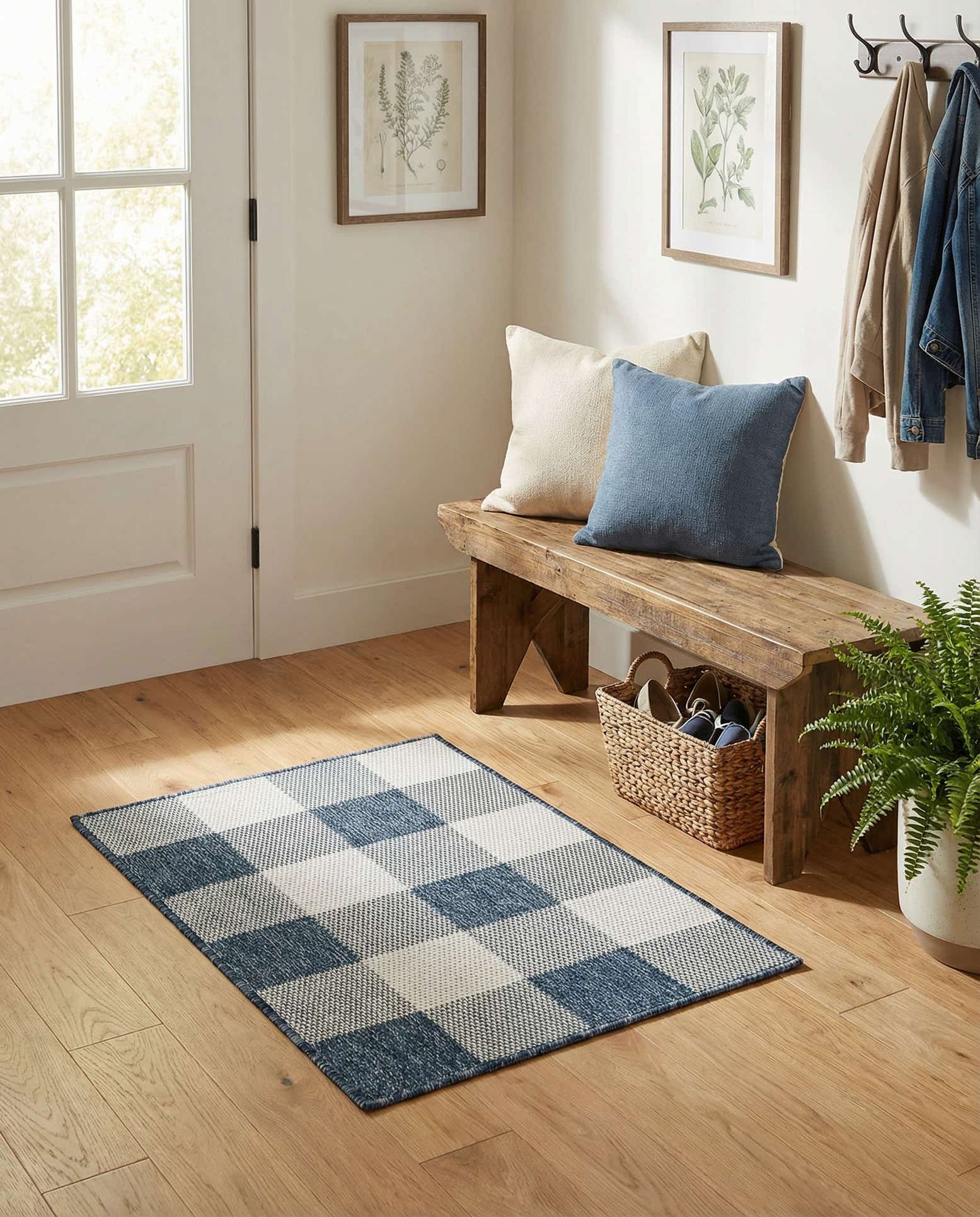2' x 3' Easy-Clean Checkered Indoor / Outdoor Rug
