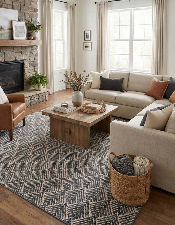 Detail image of 10' x 13' Eco Trellis Rug