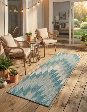 2' x 5' 3 Easy-Clean Modern Indoor / Outdoor Runner Rug