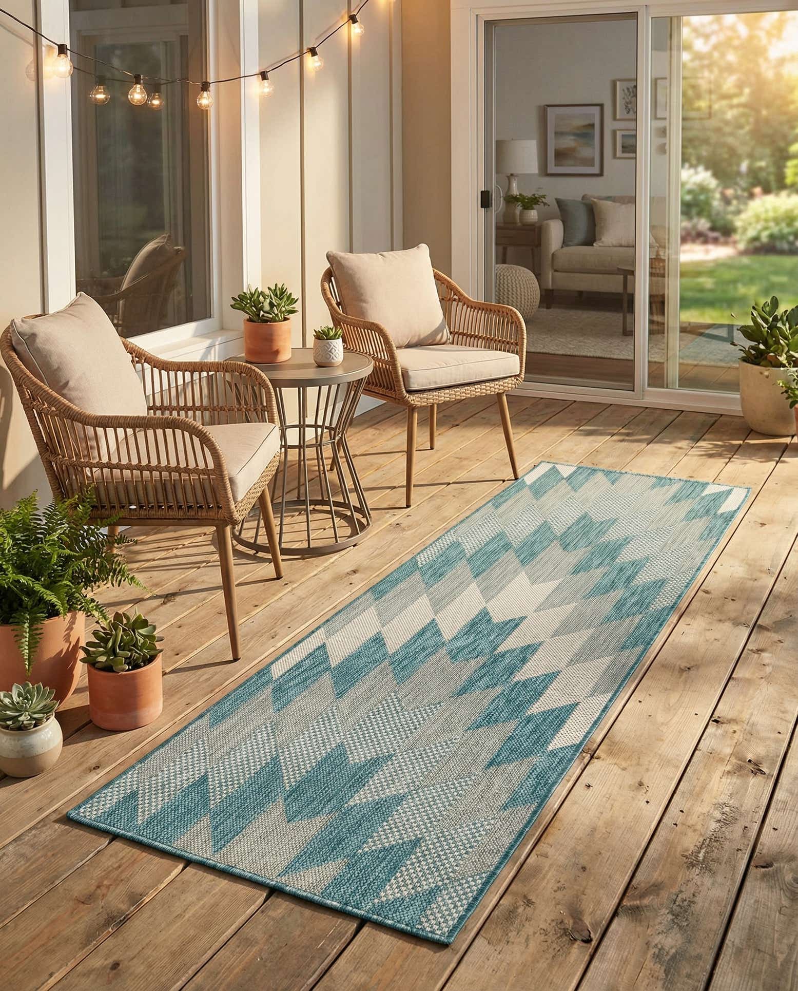 2' x 5' 3 Easy-Clean Modern Indoor / Outdoor Runner Rug