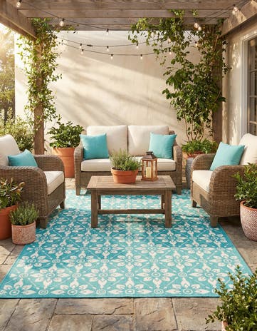 5' x 8' Easy-Clean Lattice Indoor / Outdoor Rug